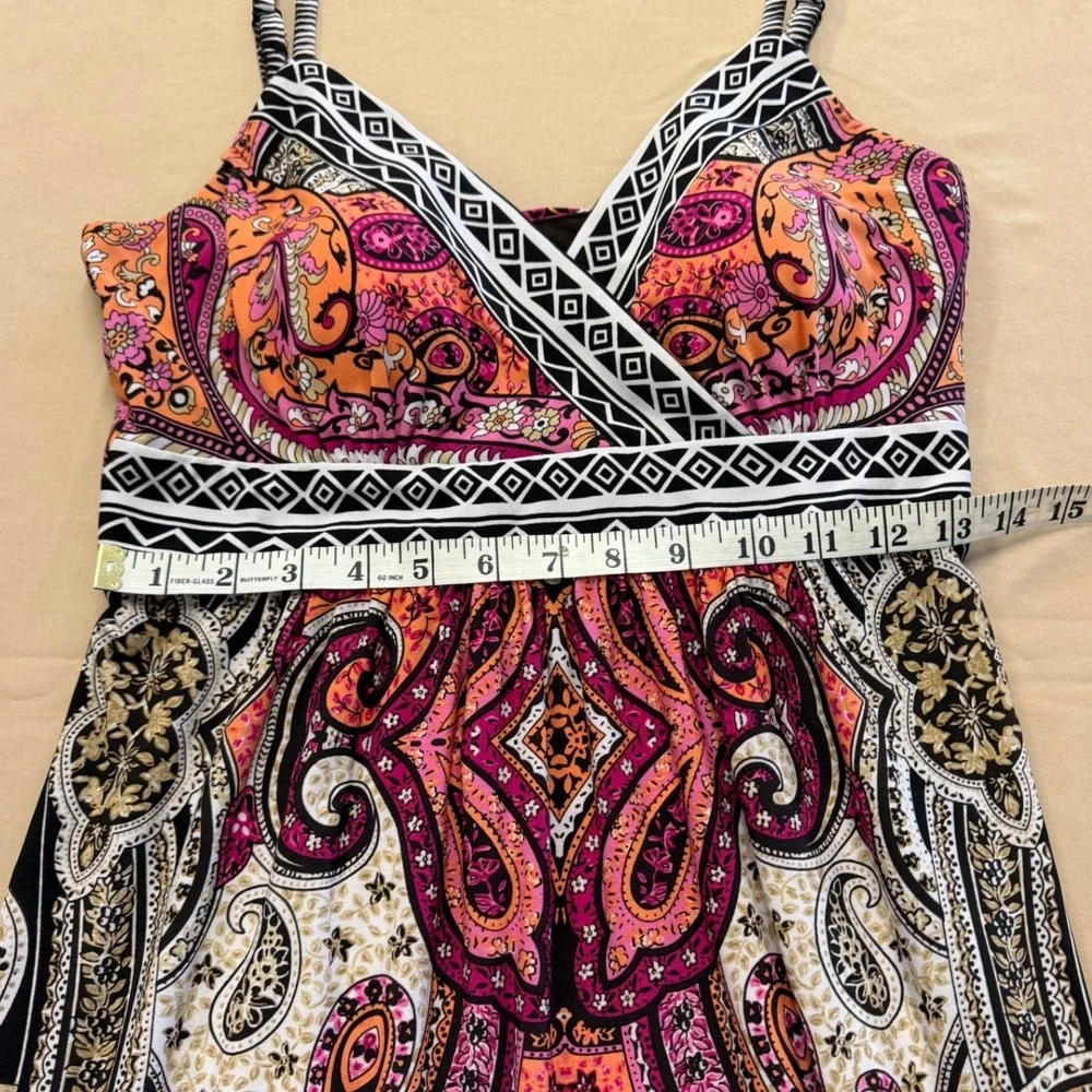 Christopher & Banks Paisley Maxi Dress Pink Orange Festival Eclectic Boho Medium